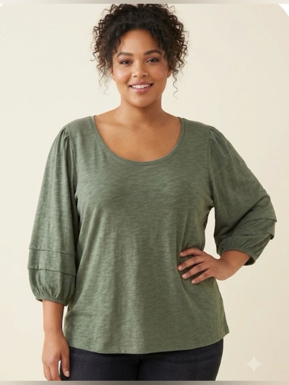 Sonoma XXL women’s top Green 3/4 balloon sleeve